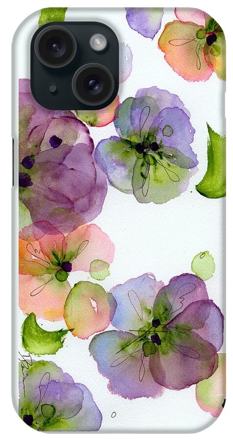 Watercolor iPhone Case featuring the painting Pansy Fall by Dawn Derman
