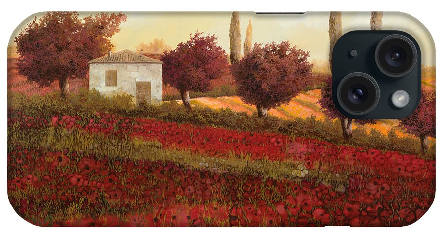 Tuscany iPhone Case featuring the painting Papaveri In Toscana by Guido Borelli
