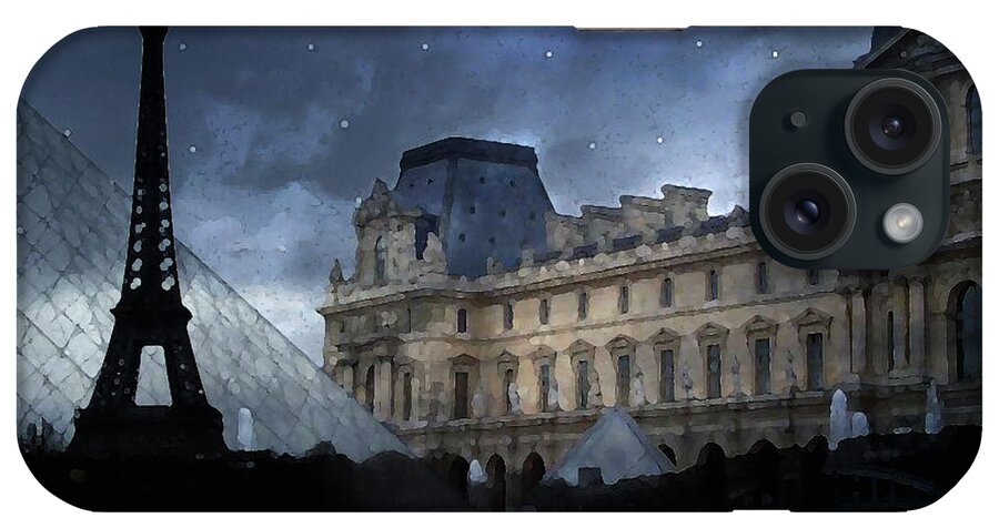 Paris Louvre Museum iPhone Case featuring the photograph Paris Eiffel Tower With Louvre Museum Montage Photo Painting - Paris Architecture and Landmarks by Kathy Fornal