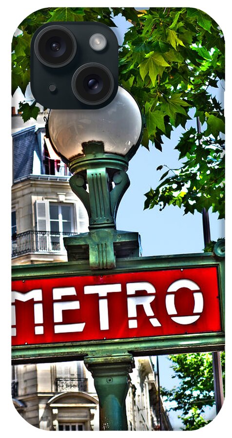 Paris iPhone Case featuring the photograph Paris Metro Sign by Toby McGuire