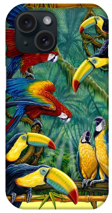 Larry Taugher iPhone Case featuring the painting Parrots yellow by JQ Licensing