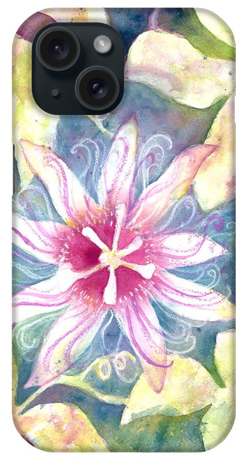 Passion Flower Painting iPhone Case featuring the painting Passionflower by Kelly Perez