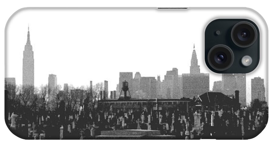 Cemetery New York City Manhattan Gloomy Wall Art Decorative  iPhone Case featuring the photograph Past Present Future by Steven Huszar