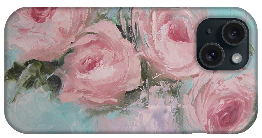 Roses iPhone Case featuring the painting Pastel Pink Roses Painting by Chris Hobel