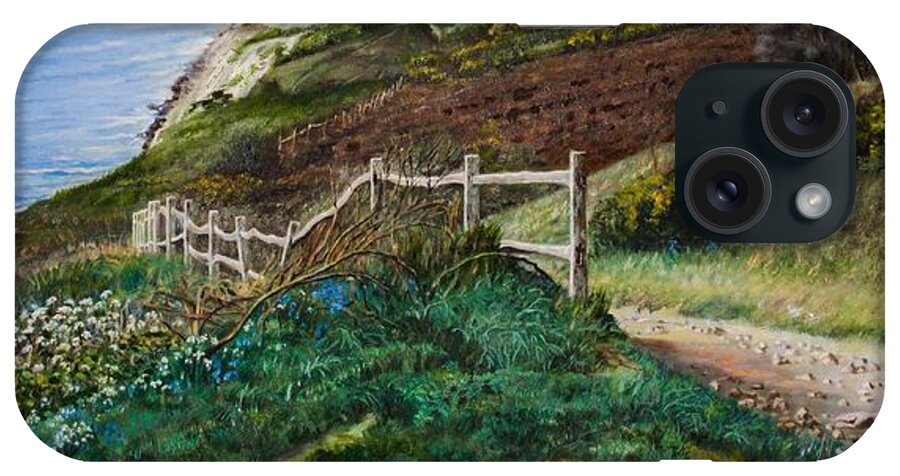 Panoramic Countryside iPhone Case featuring the painting Path down to the sea by Raouf Oderuth