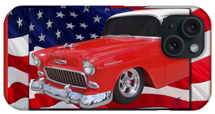 Car iPhone Case featuring the photograph Patriotic 55 Chevy by Chris Thomas