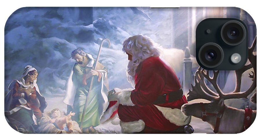 Christian iPhone Case featuring the painting Santa Paying Homage by Danny Hahlbohm