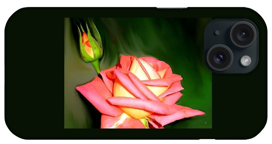 Peach Rose Watercolor iPhone Case featuring the digital art Peach Rose Watercolor by Will Borden