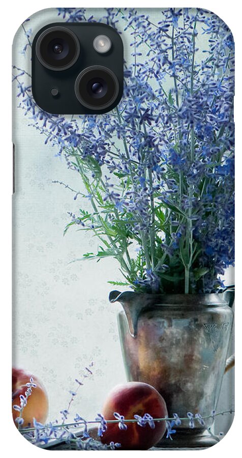 Still Life iPhone Case featuring the photograph Peaches and Blues by Maggie Terlecki