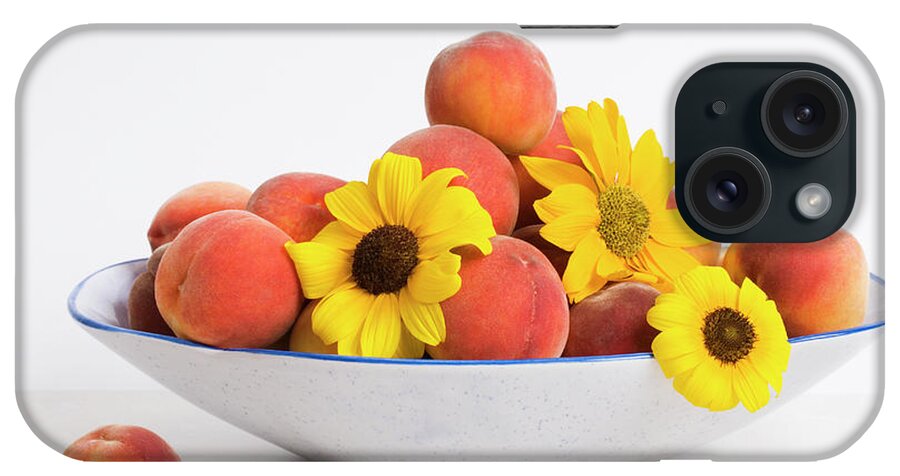 Peach iPhone Case featuring the photograph Peaches and Sunflowers by Diane Macdonald