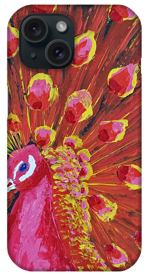 Palette Knife Acrylic Painting Of A Peacock iPhone Case featuring the painting Peacock by Patricia Olson