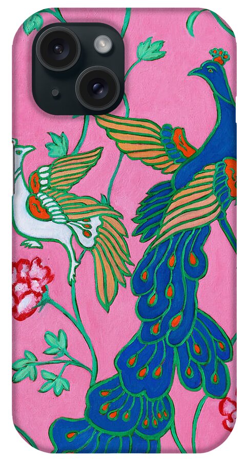 Peacock iPhone Case featuring the painting Peacocks Flying Southeast by Xueling Zou