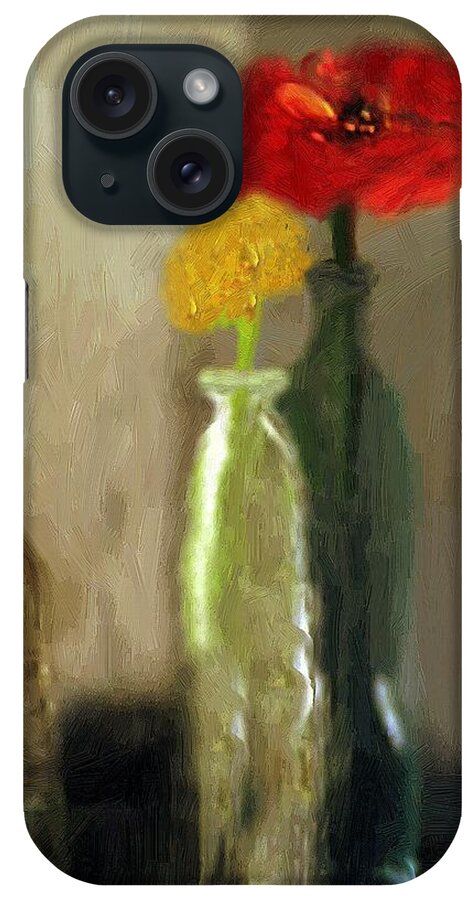 Bottles iPhone Case featuring the painting Peggy's Flowers by RC DeWinter