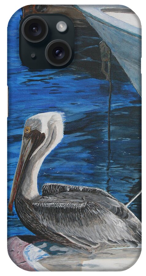 Ocean iPhone Case featuring the painting Pelican on a Boat by Ian Donley