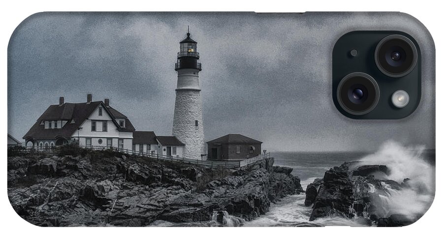 Lighthouse iPhone Case featuring the photograph Portland Head Storm by Erika Fawcett