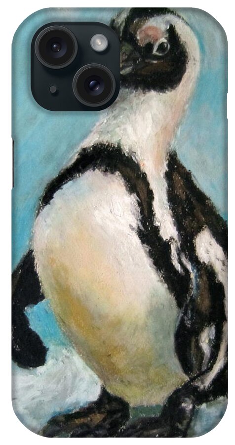 Penguin iPhone Case featuring the painting Penguin by Jieming Wang