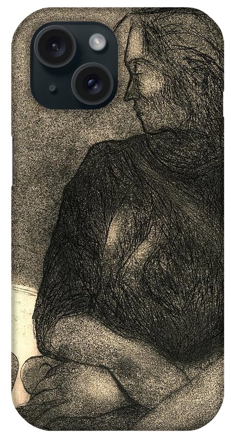 Kendall Kessler iPhone Case featuring the drawing Pensive by Kendall Kessler