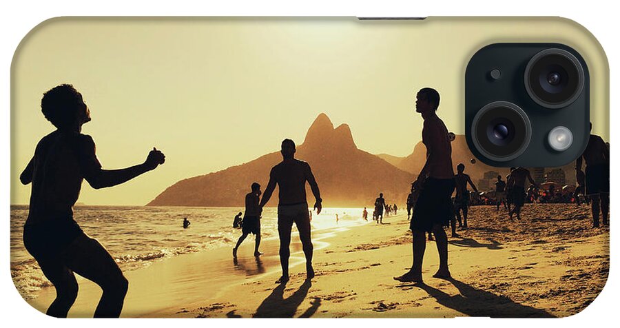 Outdoors iPhone Case featuring the photograph People Playing Football At Ipanema by Alexander Spatari