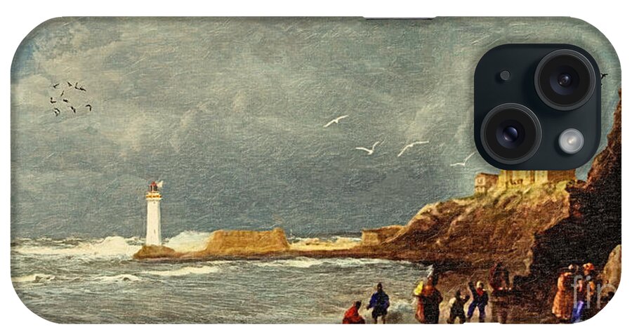 New_brighton iPhone Case featuring the digital art Perch Rock - New Brighton 1829 by Lianne Schneider