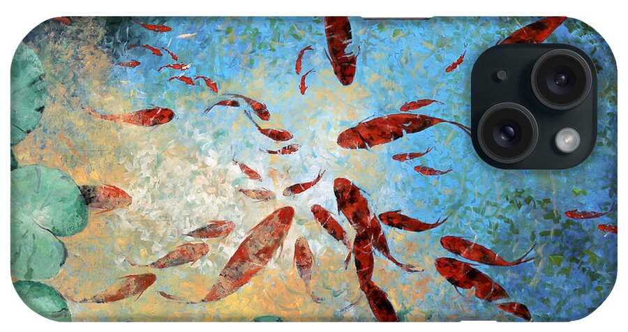 Koi iPhone Case featuring the painting Koi Rotanti by Guido Borelli
