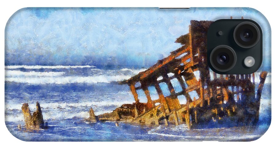 Peter Iredale iPhone Case featuring the digital art Peter Iredale Wreck by Kaylee Mason