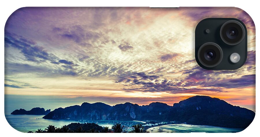 Tropical Rainforest iPhone Case featuring the photograph Phi-phi Island At Twilight, Thailand by Moreiso