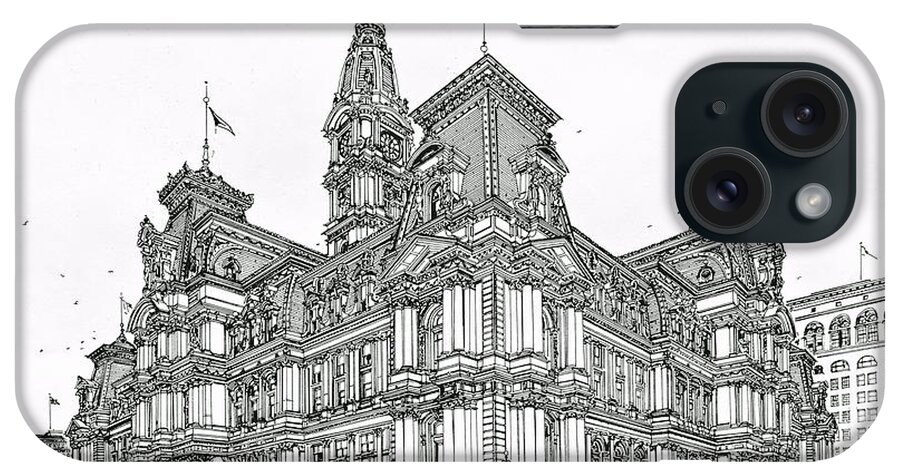 Philadelphia iPhone Case featuring the drawing Philadelphia City Hall 1911 by Ira Shander