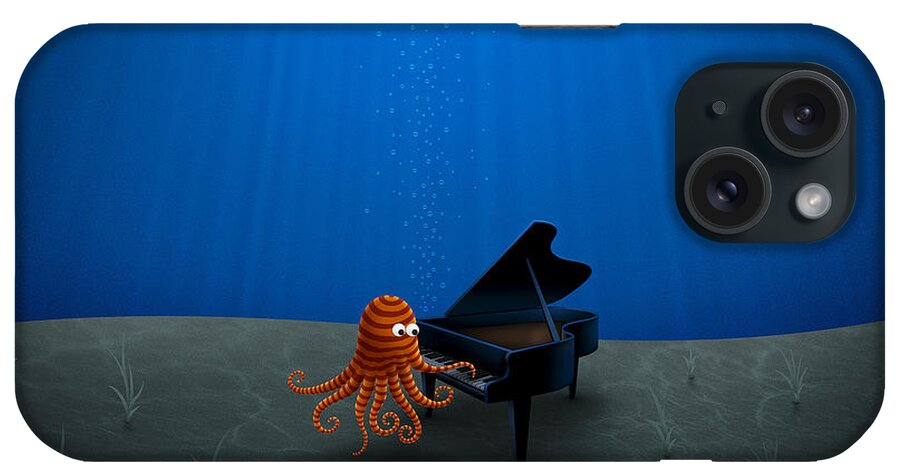 Octopus iPhone Case featuring the digital art Piano Playing Octopus by Gianfranco Weiss