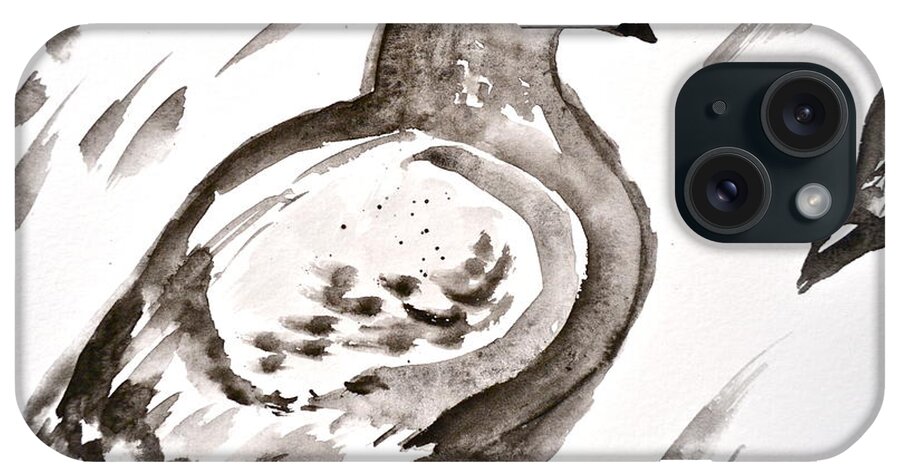 Pigeon Ii Sumi-e Style iPhone Case featuring the painting Pigeon II Sumi-e Style by Beverley Harper Tinsley