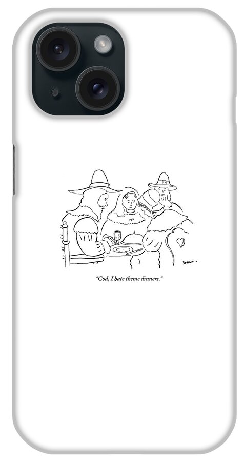 Pilgrims At Thanksgiving Dinner Table iPhone Case