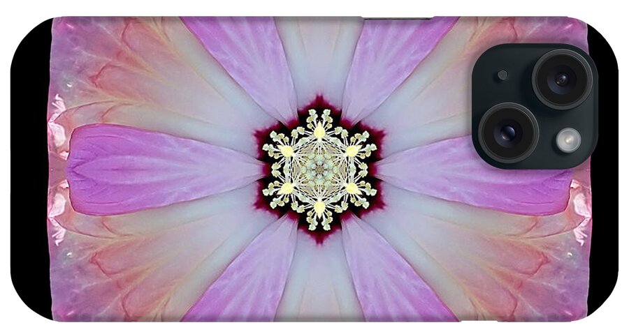 Flower iPhone Case featuring the photograph Pink and White Hibiscus Moscheutos I Flower Mandala by David J Bookbinder