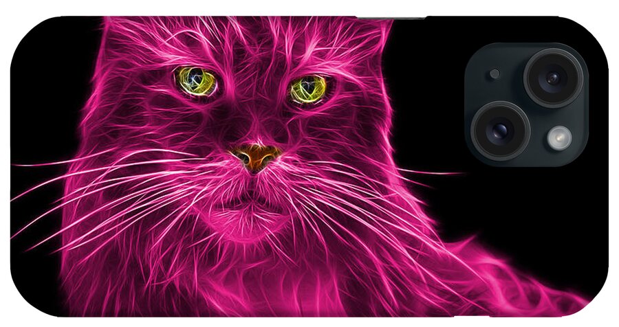 Cat iPhone Case featuring the painting Pink Maine Coon Cat - 3926 - BB by James Ahn