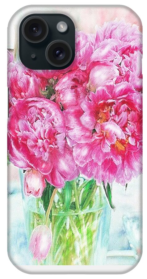 Peony iPhone Case featuring the digital art Pink Peonies by Jane Schnetlage