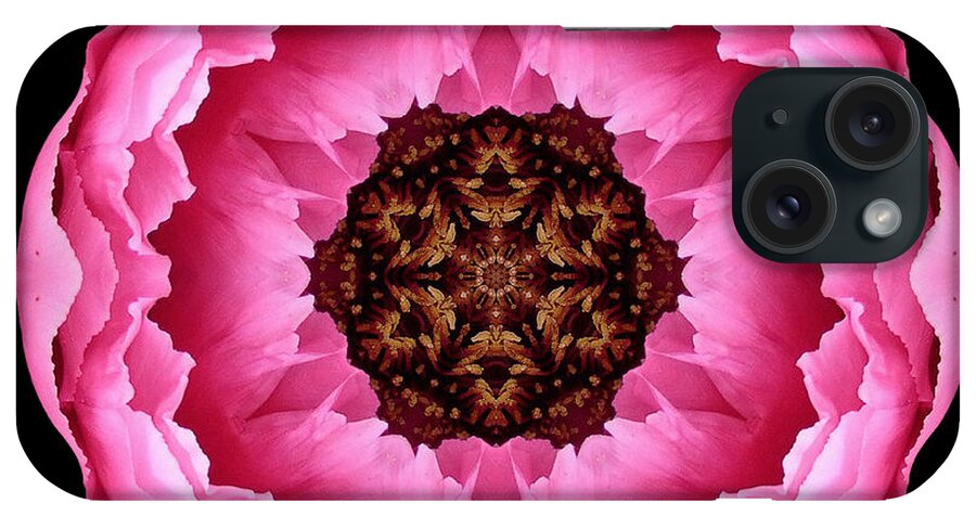 Flower iPhone Case featuring the photograph Pink Peony Flower Mandala by David J Bookbinder