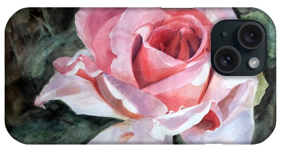 Watercolor Artist iPhone Case featuring the painting Watercolor of Pink Rose Greg by Greta Corens