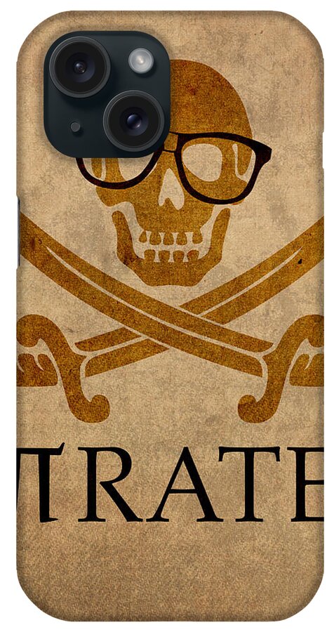 Pirate Math Nerd Humor Poster Art Pi Formula iPhone Case featuring the mixed media Pirate Math Nerd Humor Poster Art by Design Turnpike