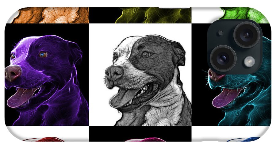 Pit Bull iPhone Case featuring the mixed media Pit Bull Fractal Pop Art - 7773 - F - V2 - M by James Ahn