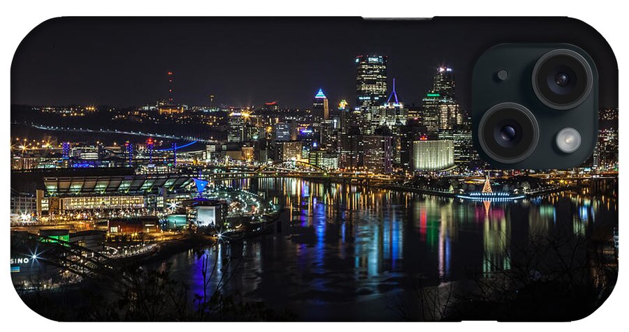 Pittsburgh iPhone Case featuring the photograph Pittsburgh Skyline at Night by April Reppucci