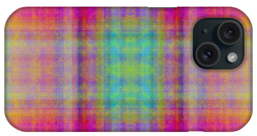 Andee Design Abstract iPhone Case featuring the digital art Plaid In Pink 1 Square by Andee Design