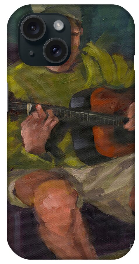 Guitar iPhone Case featuring the painting Play A Song For Me by Nancy Parsons
