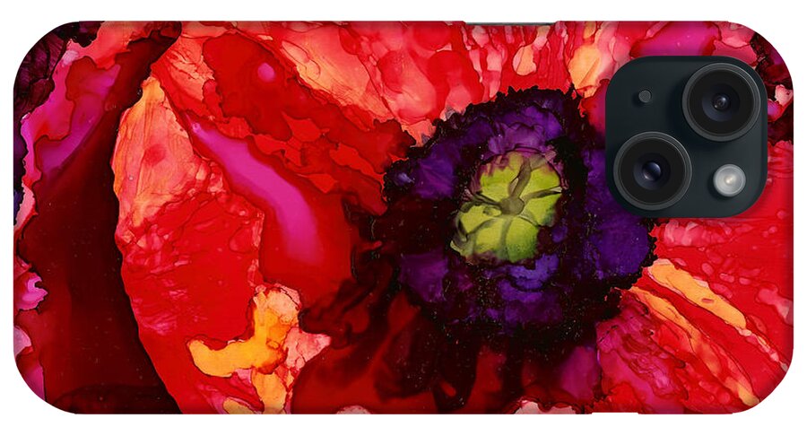 Red Poppy iPhone Case featuring the painting Playful Poppy by Karen Mattson