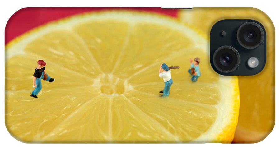 Play iPhone Case featuring the photograph Playing baseball on lemon by Paul Ge