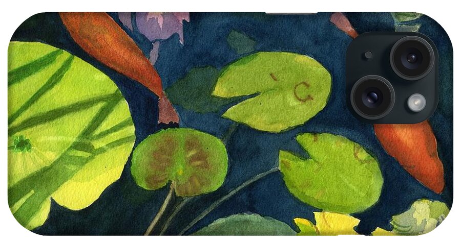 Pond iPhone Case featuring the painting Playing Koi by Lynne Reichhart