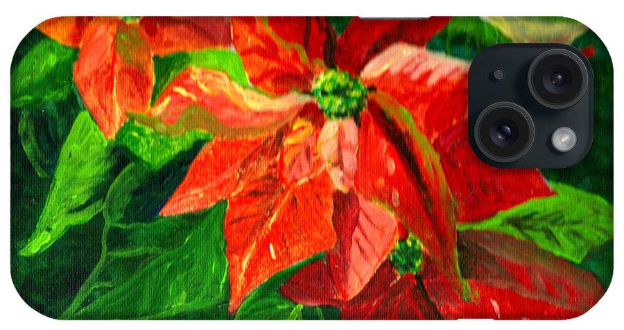 Poinsettia iPhone Case featuring the painting Poinsettia by Sarabjit Singh