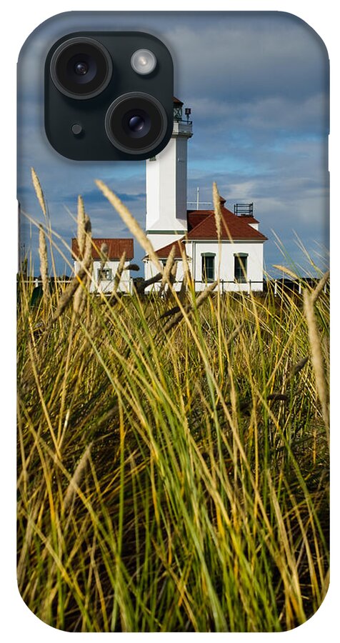 Architecture iPhone Case featuring the photograph Point Wilson Lighthouse and Grassy Foreground by Jeff Goulden