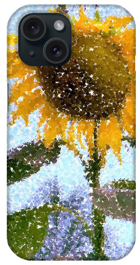 Sunflower iPhone Case featuring the photograph Pointillist Sunflower in Sun City by Barbie Corbett-Newmin