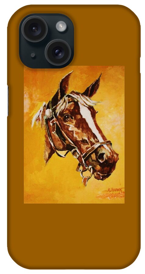 Horses iPhone Case featuring the painting Poised in a Holter by Al Brown