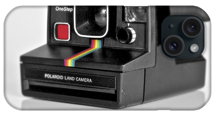 Polaroid Time Zero Onestep Land Camera iPhone Case featuring the photograph Polaroid Time-Zero One Step color version by Mark Miller