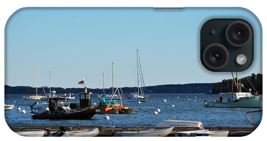 Police iPhone Case featuring the photograph Police Launch in Harbor Portland Maine by Maureen E Ritter