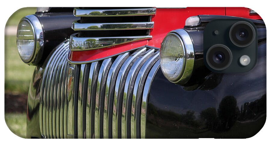 '46 Chev Pickup iPhone Case featuring the photograph Polished Chrome Grill by E Faithe Lester